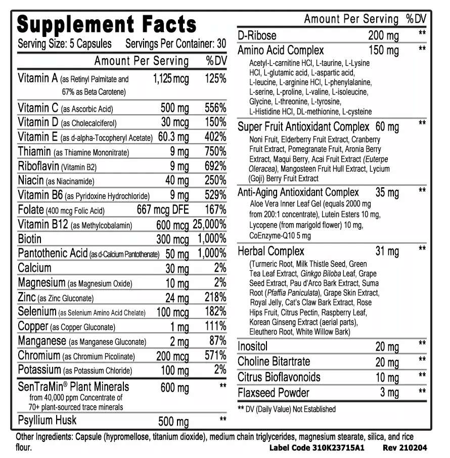 Supplements Facts Immuno 150