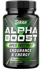 Sirah Alpha Boost Review – Male Vitality and Stamina Support Supplement Bottle