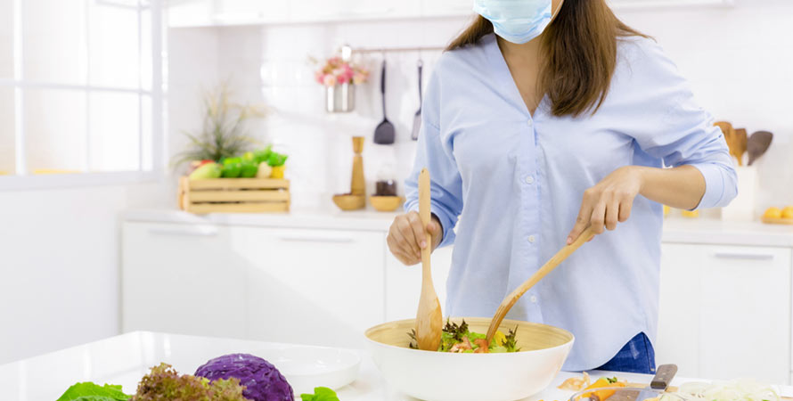 prepare food in the kitchen
